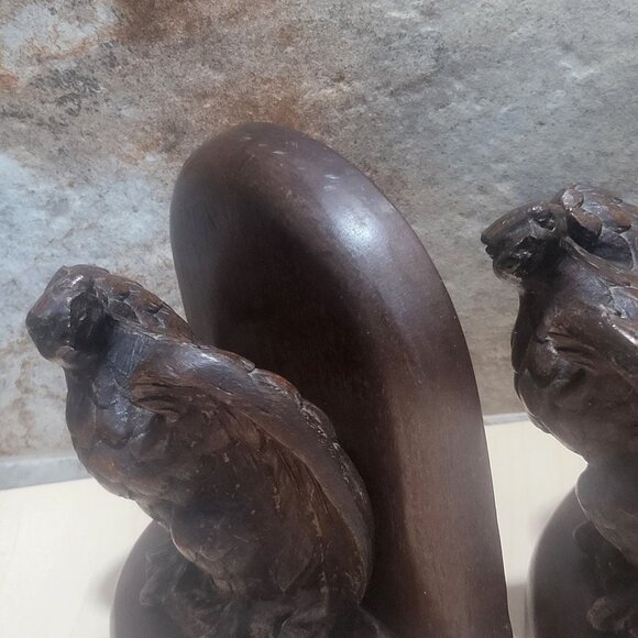 Vintage Pair Wooden Bald Eagle Bookends - Picture 10 of 12
